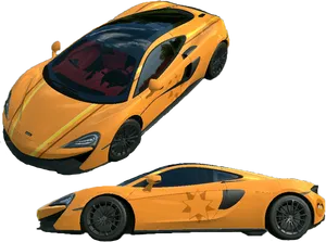 Orange Mc Laren Sports Car Render PNG Image