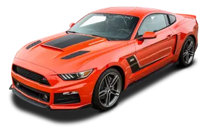 Orange Mustang Sports Car PNG Image