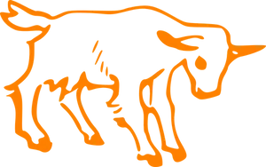 Orange Outline Goat Illustration PNG Image