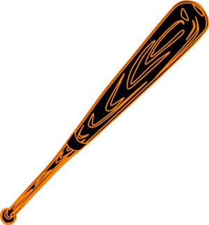 Orange Outlined Baseball Bat Illustration PNG Image