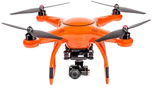 Orange Quadcopter Dronewith Camera PNG Image