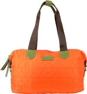 Orange Quilted Tote Bag PNG Image