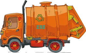 Orange Recycling Truck Illustration PNG Image