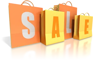 Orange Sale Shopping Bags PNG Image