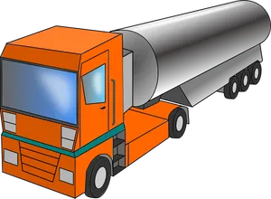 Orange Semi Truckwith Tanker Trailer PNG Image