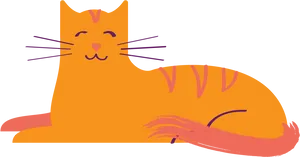 Orange Smiling Cat Illustration PNG Image