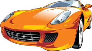 Orange Sports Car Illustration PNG Image