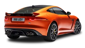 Orange Sports Car Rear View PNG Image