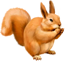 Orange Squirrel Eating Nut PNG Image