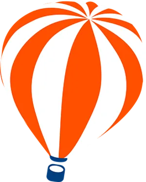 Orange Striped Hot Air Balloon PNG Image