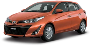 Orange Toyota Yaris Studio View PNG Image