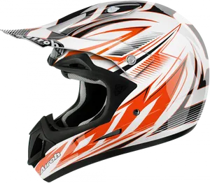 Orange White Motorcycle Helmet Design PNG Image