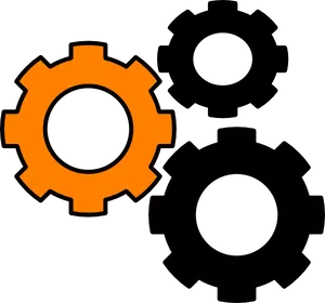 Orangeand Black Gears Icon PNG Image