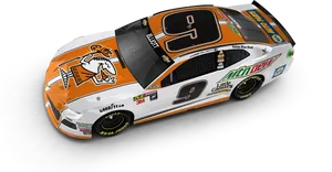 Orangeand White Race Car Number9 PNG Image