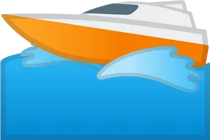 Orangeand White Yacht Illustration PNG Image