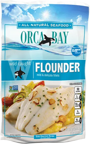 Orca Bay Wild Caught Flounder Packaging PNG Image