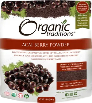 Organic Acai Berry Powder Product Packaging PNG Image