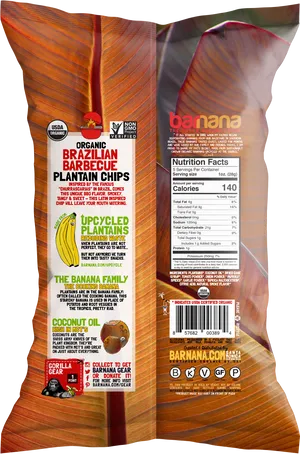 Organic Brazilian Barbecue Plantain Chips Package PNG Image