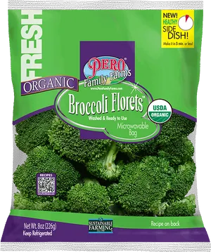 Organic Broccoli Florets Packaging PNG Image