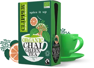 Organic Chai Green Tea Packaging PNG Image