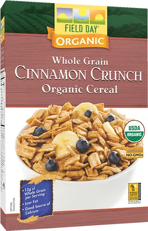 Organic Cinnamon Crunch Cereal Box PNG Image