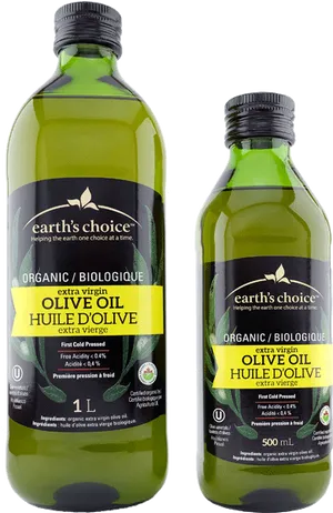 Organic Extra Virgin Olive Oil Bottles PNG Image