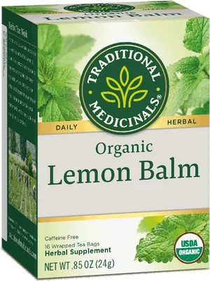 Organic Lemon Balm Tea Box PNG Image