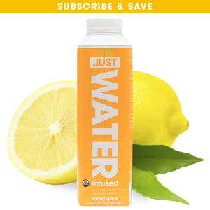 Organic Lemon Infused Spring Water Advertisement PNG Image