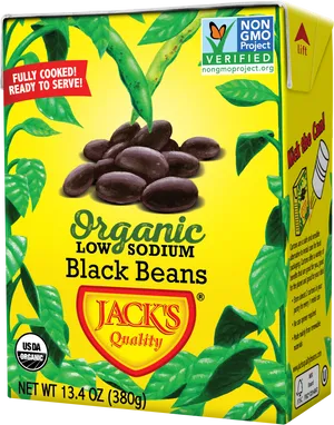 Organic Low Sodium Black Beans Packaging Jacks Quality PNG Image