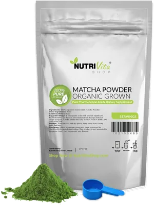 Organic Matcha Powder Supplement Packaging PNG Image