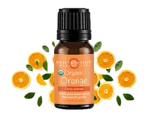 Organic Orange Essential Oil Product Presentation PNG Image