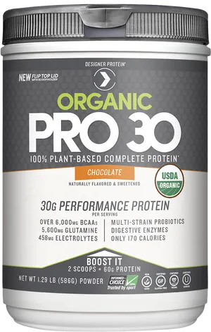 Organic Protein Powder Chocolate Flavor PNG Image