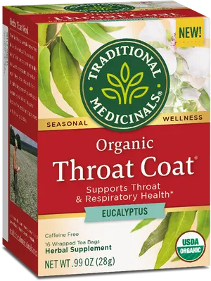 Organic Throat Coat Tea Box PNG Image