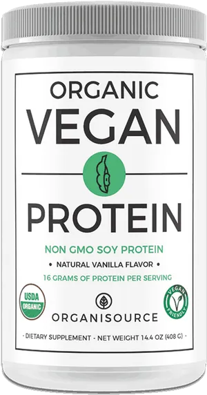 Organic Vegan Protein Supplement Container PNG
