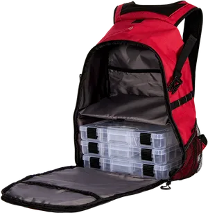 Organized Fishing Tackle Backpack PNG Image