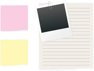 Organized Notesand Photoon Board PNG Image