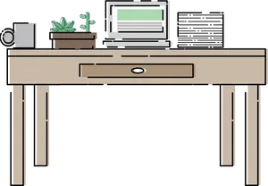 Organized Workstation Vector Illustration PNG Image