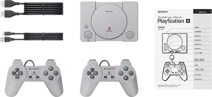 Original Play Station Consoleand Accessories PNG Image