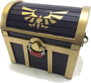 Ornate Black Gold Treasure Chest PNG Image