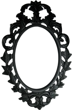 Ornate Black Vintage Mirror Frame PNG Image