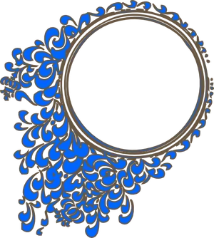 Ornate Blue Floral Frame PNG Image