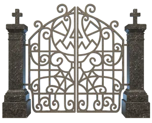 Ornate Cemetery Gate Design PNG Image