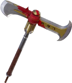 Ornate Double Bladed Axe PNG Image