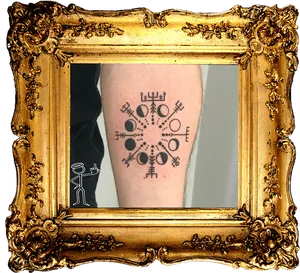 Ornate Frame Tattoo Display PNG Image