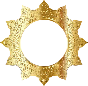 Ornate Golden Circle Frame PNG Image