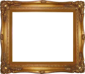 Ornate Golden Frame Black Background PNG Image