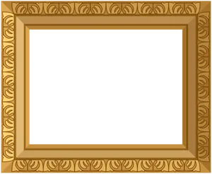 Ornate Golden Frame Black Background PNG Image