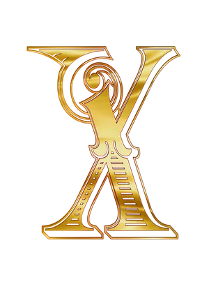 Ornate Golden Letter X PNG Image