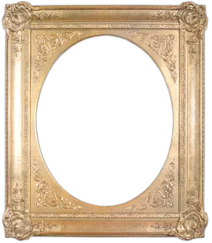 Ornate Golden Oval Frame PNG Image