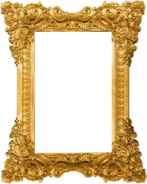 Ornate Golden Picture Frame PNG Image